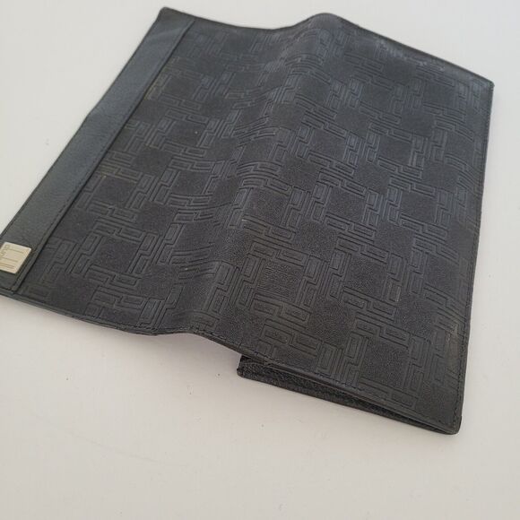 Dunhill Signature Designer Check Card Holder Wallet Solid Black Long Bifold Logo - Picture 8 of 12